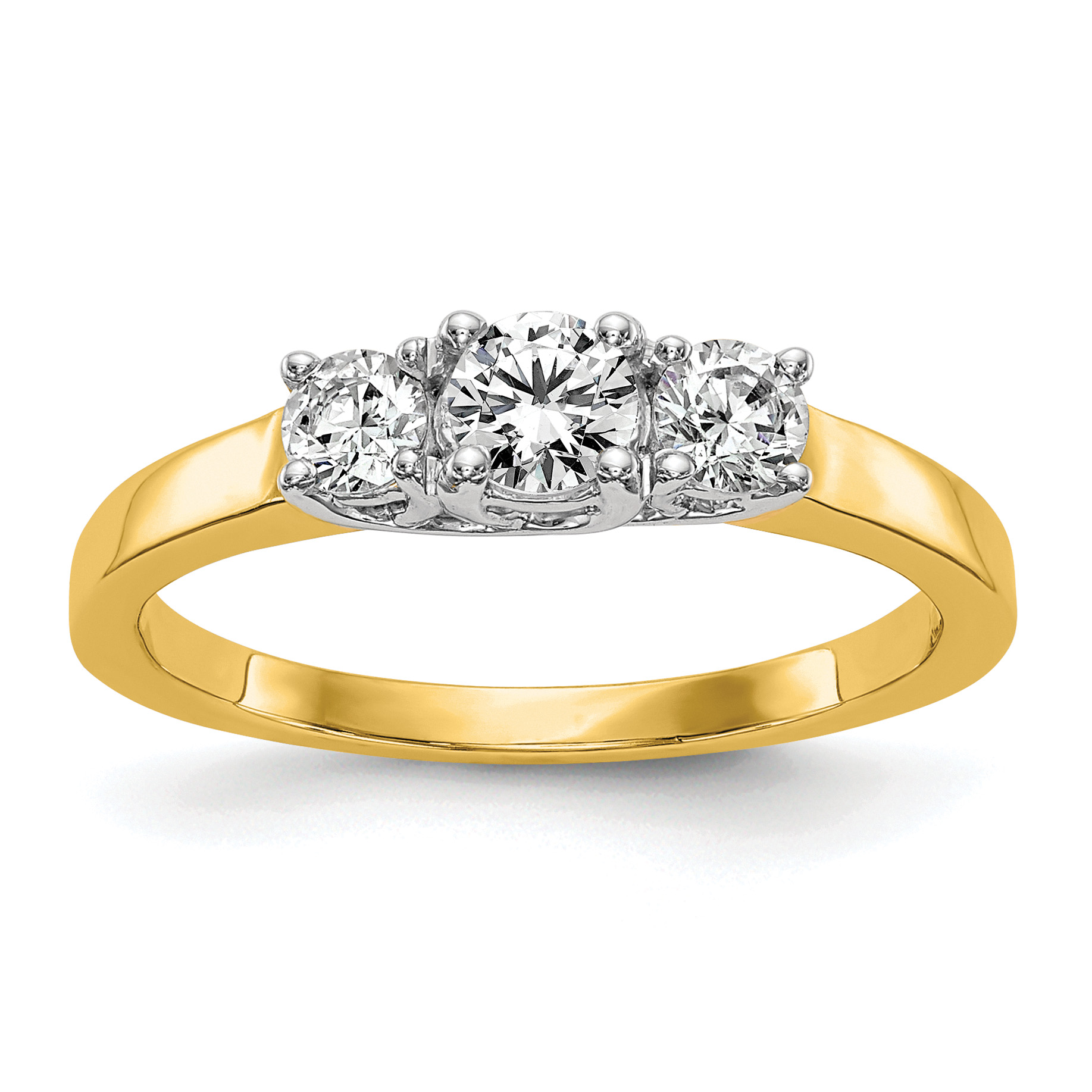 14k Two-tone 1/2 carat Lab Grown Diamond VS/SI+ G+ Complete Three Stone Engagement Ring (RM2952E-025-CYWLG)