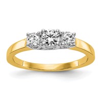 14K Two-tone 0.50 Carat Lab Grown Diamond VS SI+ G+ Complete Three Stone Engagement Ring view 1