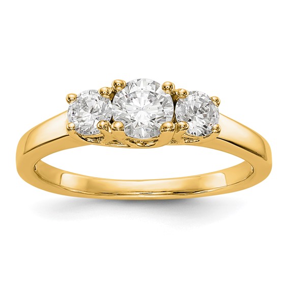 14K Yellow Gold 3-Stone Diamond Eng Ring Mounting