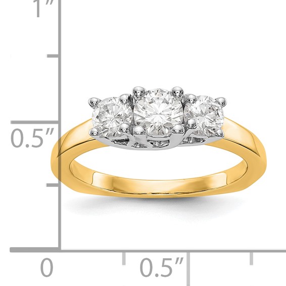 14K White Gold 3-Stone (Holds 1/2 carat (4.7mm) Round Center and (2-4.00mm) Round Sides) Engagement Ring Mounting