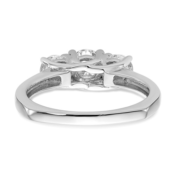 14K White Gold 3-Stone (Holds 1/2 carat (5.2mm) Round Center and (2-4.5mm) Round Sides) Engagement Ring Mounting
