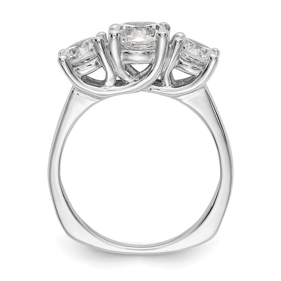 14K White Gold 3-Stone (Holds 1.25 carat (7.00mm) Round Center and (2-5.7mm) Round Sides) Engagement Ring Mounting