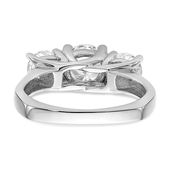 14K White Gold 3-Stone (Holds 1.25 carat (7.00mm) Round Center and (2-5.7mm) Round Sides) Engagement Ring Mounting