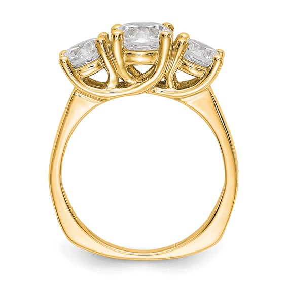 14K Yellow Gold 3-Stone Diamond Mounting Engagement Ring