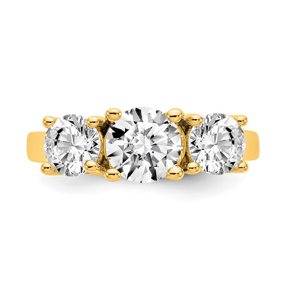 14K Yellow Gold 3-Stone Diamond Mounting Engagement Ring