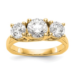 14K Yellow Gold 3-Stone Diamond Mounting Engagement Ring