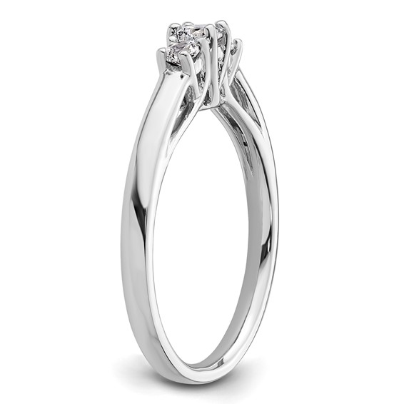 14K White Gold 3-Stone (Holds 1/8 carat (3.2mm) Round Center and (2-2.5mm) Round Sides) Engagement Ring Mounting