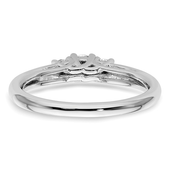 14K White Gold 3-Stone (Holds 1/6 carat (3.5mm) Round Center and (2-2.8mm) Round Sides) Engagement Ring Mounting