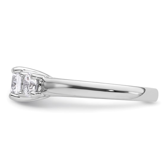14K White Gold 3-Stone (Holds 3.4 carat (5.8mm) Round Center and (2 -4.6 mm) Round Sides) Engagement Ring Mounting