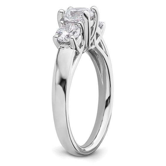 14K White Gold 3-Stone (Holds 3.4 carat (5.8mm) Round Center and (2 -4.6 mm) Round Sides) Engagement Ring Mounting