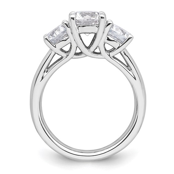14K White Gold 3-Stone (Holds 1.25 carat (7.00mm) Round Center and (2-5.5mm) Round Sides) Engagement Ring Mounting