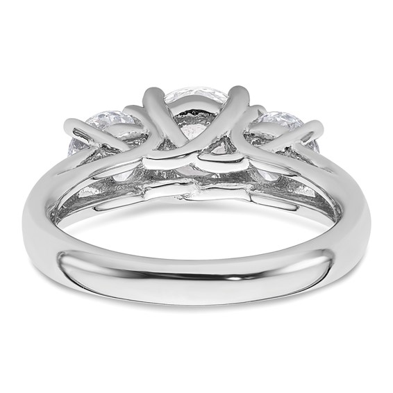 14K White Gold 3-Stone (Holds 1.25 carat (7.00mm) Round Center and (2-5.5mm) Round Sides) Engagement Ring Mounting
