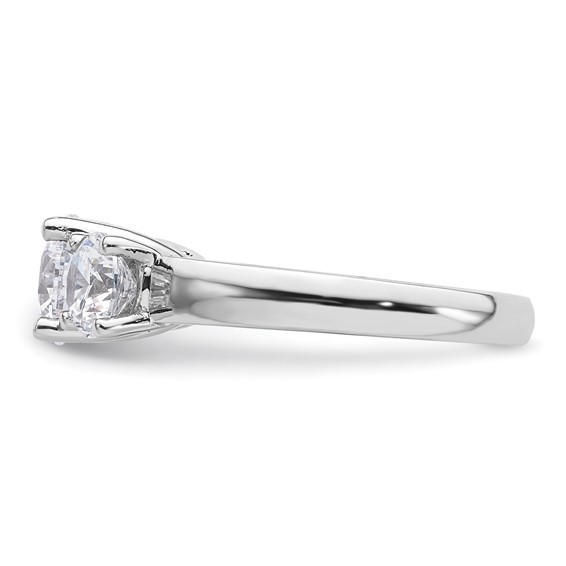 14K White Gold 3-Stone (Holds 1.5 carat (7.5mm) Round Center and (2-5.8mm) Round Sides) Engagement Ring Mounting