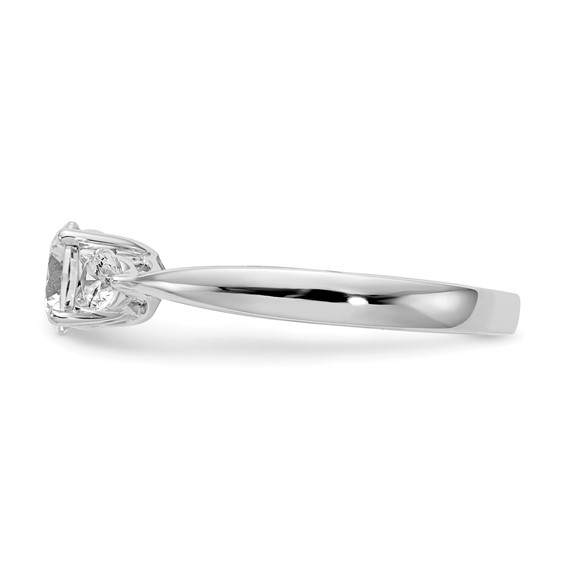14K White Gold 3-Stone (Holds 5.8mm Round Center and (2-3.1mm) Round Sides) Engagement Ring Mounting