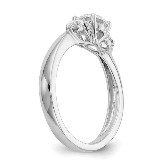 14K White Gold 3-Stone (Holds 5.8mm Round Center and (2-3.1mm) Round Sides) Engagement Ring Mounting
