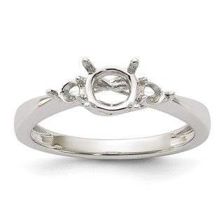14K White Gold 3-Stone (Holds 5.8mm Round Center and (2-3.1mm) Round Sides) Engagement Ring Mounting