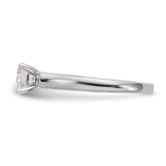 14K White Gold 3-Stone (Holds 3/4 carat (5.9mm) Round Center and (2-3.1mm) Round Sides) Engagement Ring Mounting