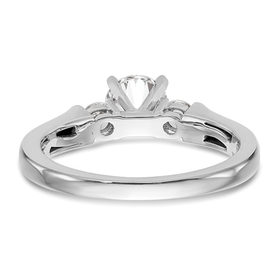 14K White Gold 3-Stone (Holds 3/4 carat (5.9mm) Round Center and (2-3.1mm) Round Sides) Engagement Ring Mounting