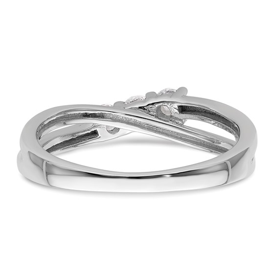 14K White Gold 3-Stone (Holds 1/10 carat (3.00mm) Round Center and (2-3.00mm) Round Sides) Engagement Ring Mounting