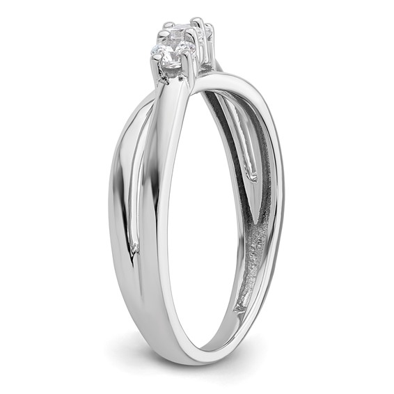 14K White Gold 3-Stone (Holds 1/10 carat (3.00mm) Round Center and (2-3.00mm) Round Sides) Engagement Ring Mounting