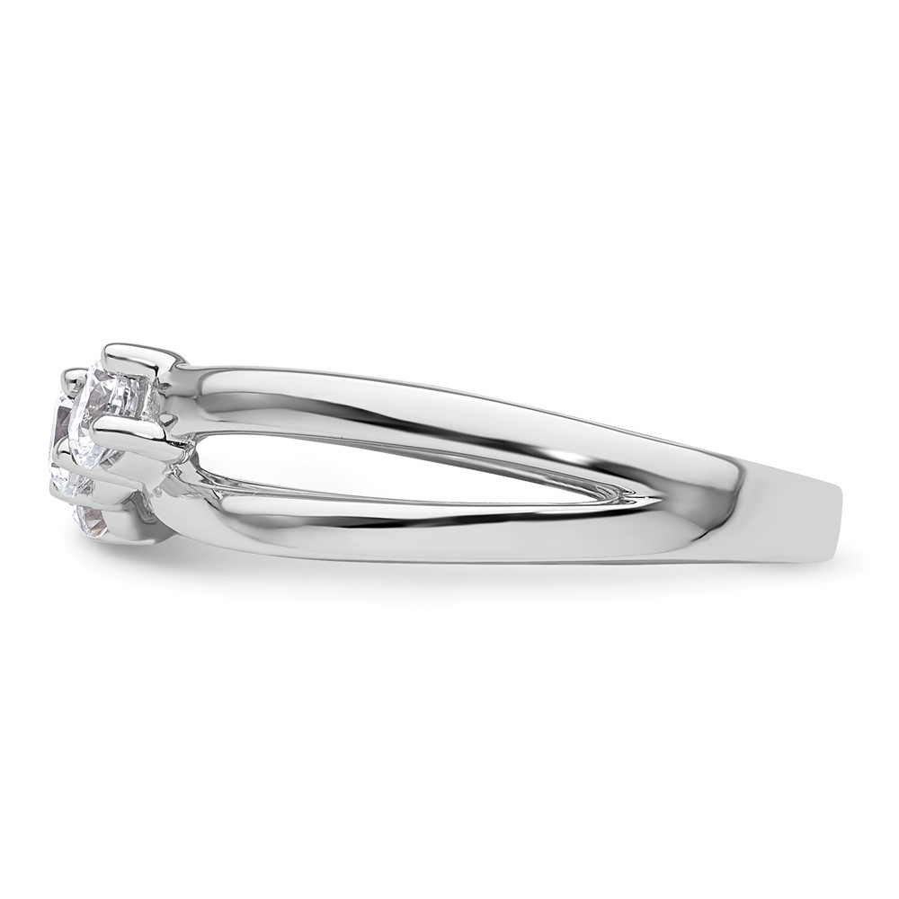 14k White Gold 1/2 carat Lab Grown Diamond VS/SI+ G+ Complete Three Stone Engagement Ring (RM2965E-050-CWLG)