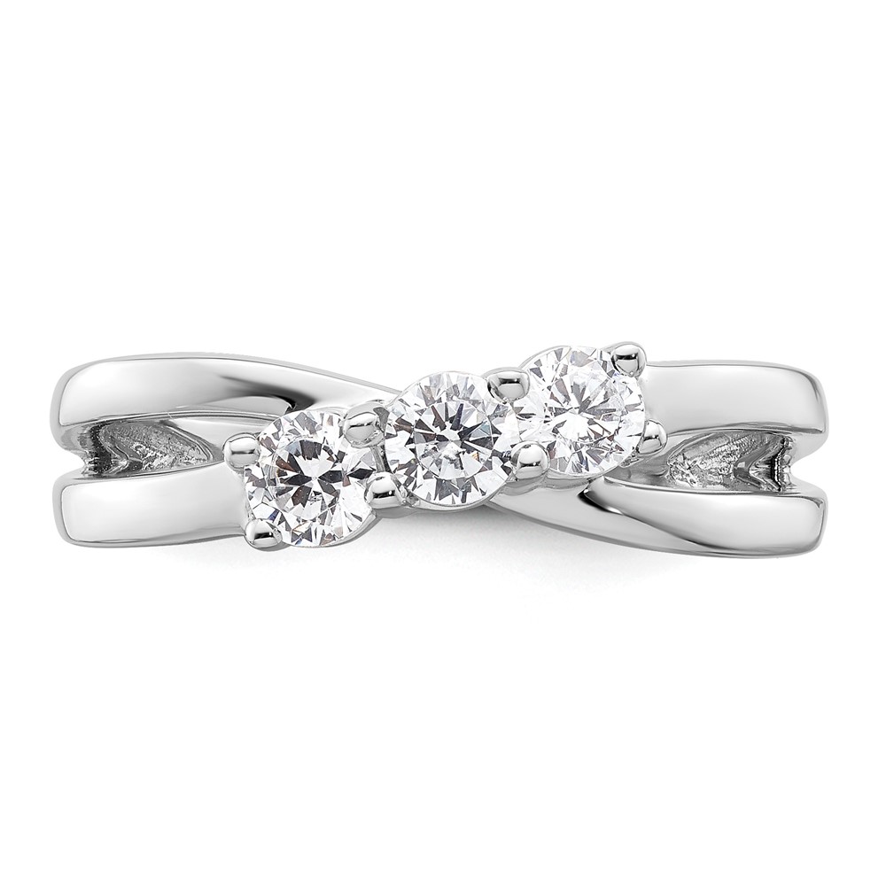 14k White Gold 1/2 carat Lab Grown Diamond VS/SI+ G+ Complete Three Stone Engagement Ring (RM2965E-050-CWLG)