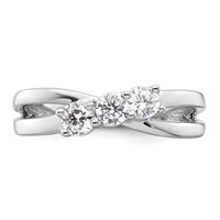 14K White Gold 0.50 Carat Lab Grown Diamond VS SI+ G+ Complete Three Stone Engagement Ring view 4
