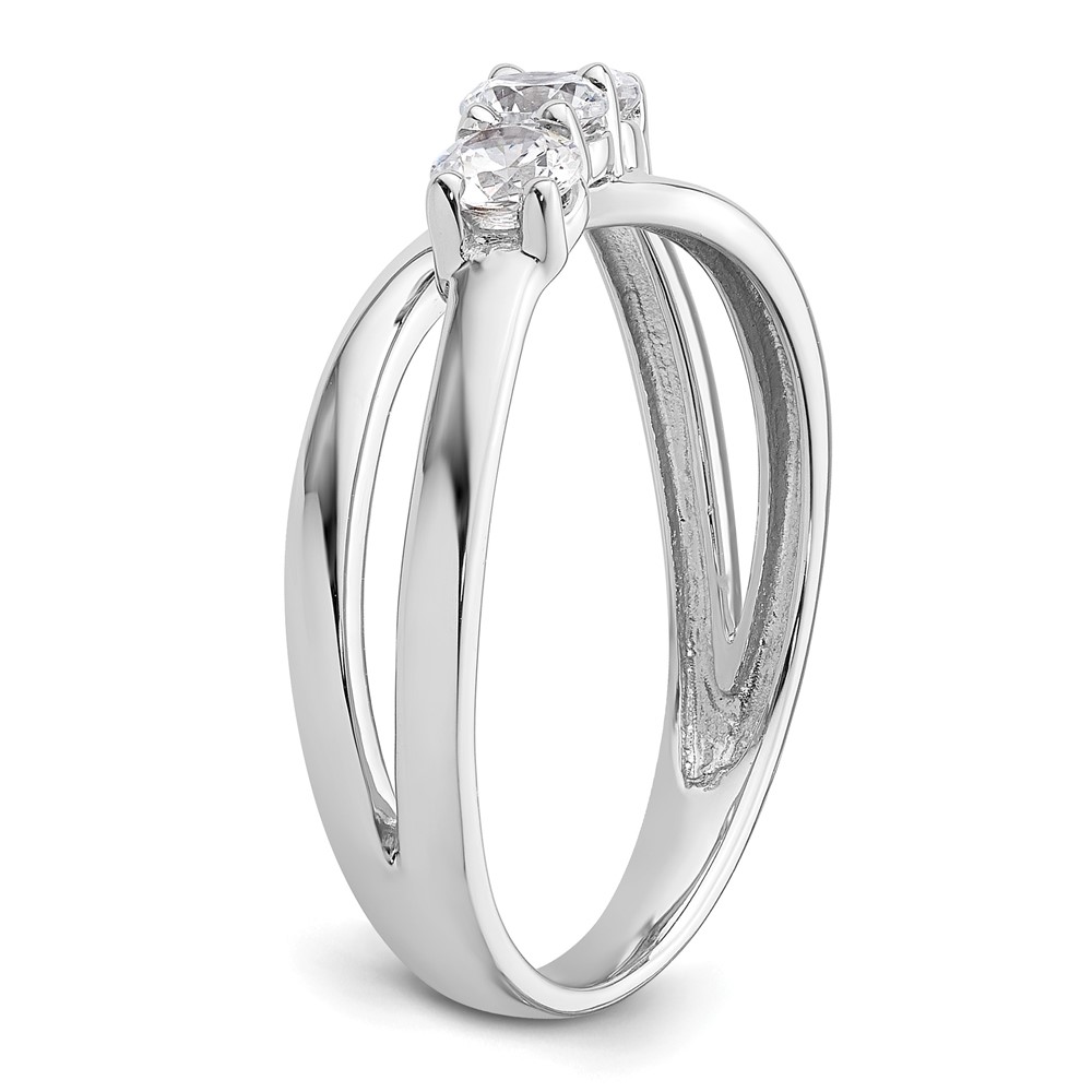 14k White Gold 1/2 carat Lab Grown Diamond VS/SI+ G+ Complete Three Stone Engagement Ring (RM2965E-050-CWLG)