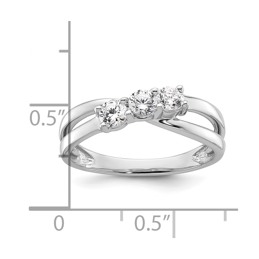 14k White Gold 1/2 carat Lab Grown Diamond VS/SI+ G+ Complete Three Stone Engagement Ring (RM2965E-050-CWLG)