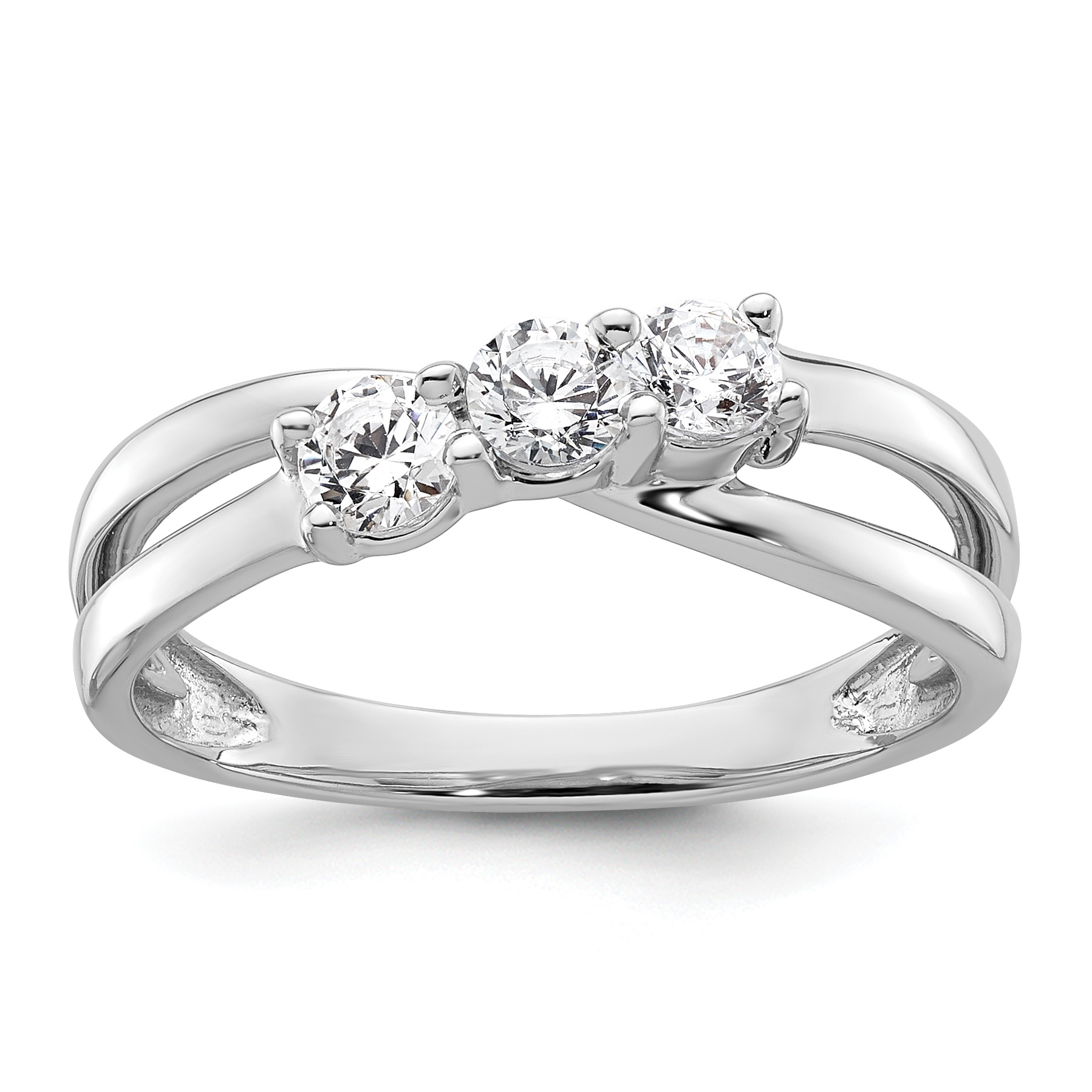 14k White Gold 1/2 carat Lab Grown Diamond VS/SI+ G+ Complete Three Stone Engagement Ring (RM2965E-050-CWLG)