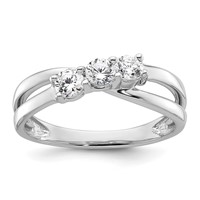 14K White Gold 0.50 Carat Lab Grown Diamond VS SI+ G+ Complete Three Stone Engagement Ring view 1
