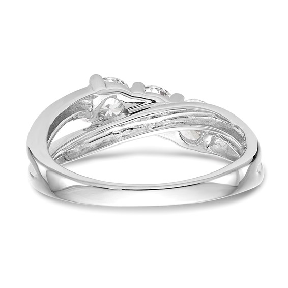 14K White Gold 3-Stone (Holds 1/6 carat (3.4mm) Round Center and (2-3.4mm) Round Sides) Engagement Ring Mounting