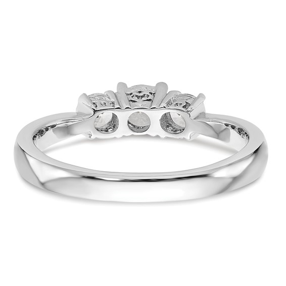 14K White Gold 3-Stone (Holds 1/3 carat (4.4mm) Round Center) Includes 2-3.3mm Round Side Diamonds Semi-Mount Engagement Ring