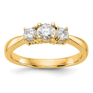 14K Yellow Gold 3-Stone Diamond Engagement Ring Mounting