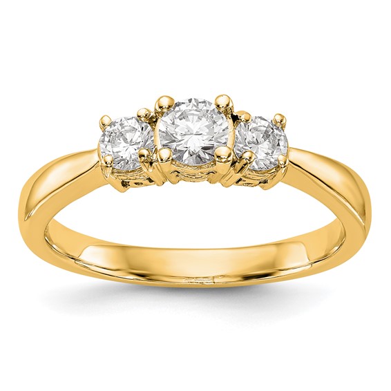14K Yellow Gold 3-Stone Diamond Engagement Ring Mounting