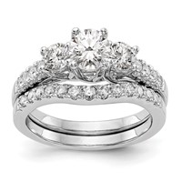 14K White Gold 1.20 Carat Lab Grown Diamond VS SI+ G+ Complete Three Stone Engagement Ring view 4
