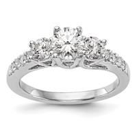14K White Gold 1.20 Carat Lab Grown Diamond VS SI+ G+ Complete Three Stone Engagement Ring view 1