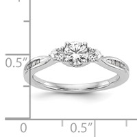 14K White Gold 0.62 Carat Lab Grown Diamond VS SI+ G+ Three Stone Complete Engagement Ring view 3