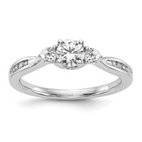 14K White Gold 0.62 Carat Lab Grown Diamond VS SI+ G+ Three Stone Complete Engagement Ring view 1