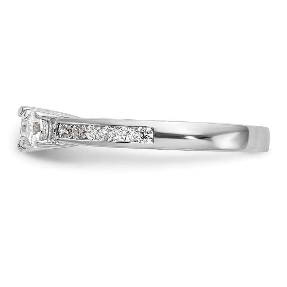 14k White Gold 5/8 carat Lab Grown Diamond VS/SI+ G+ Complete Three Stone Engagement Ring (RM2979E-025-7CWLG)