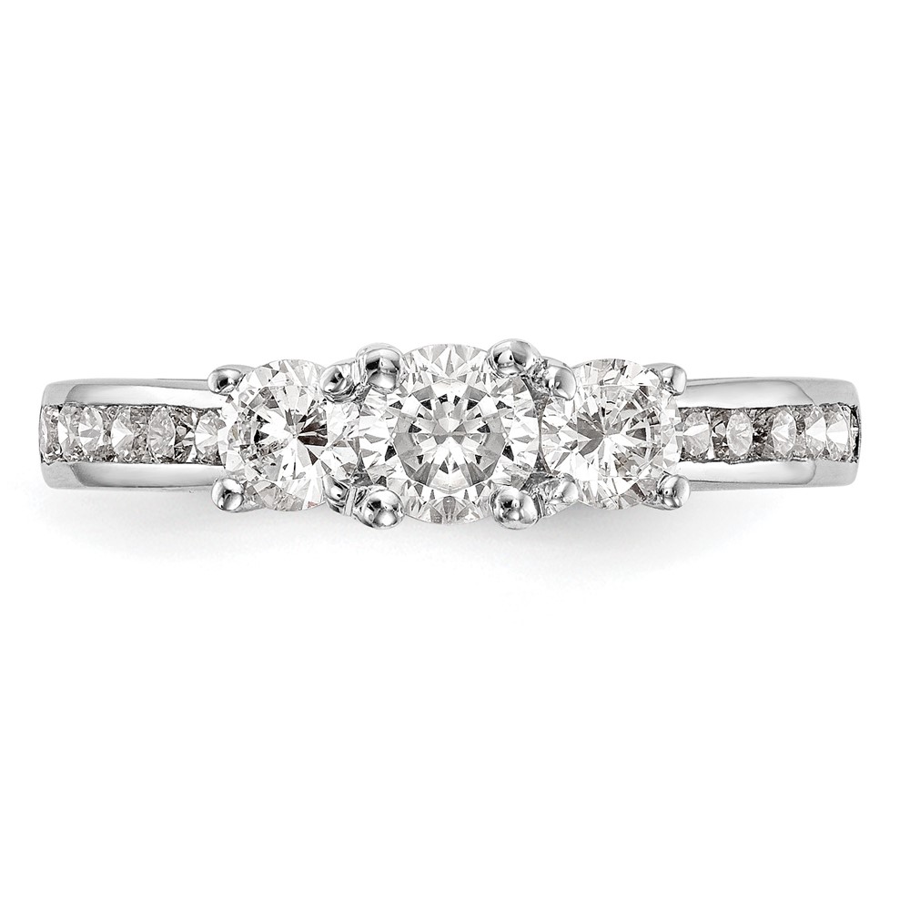 14k White Gold 5/8 carat Lab Grown Diamond VS/SI+ G+ Complete Three Stone Engagement Ring (RM2979E-025-7CWLG)