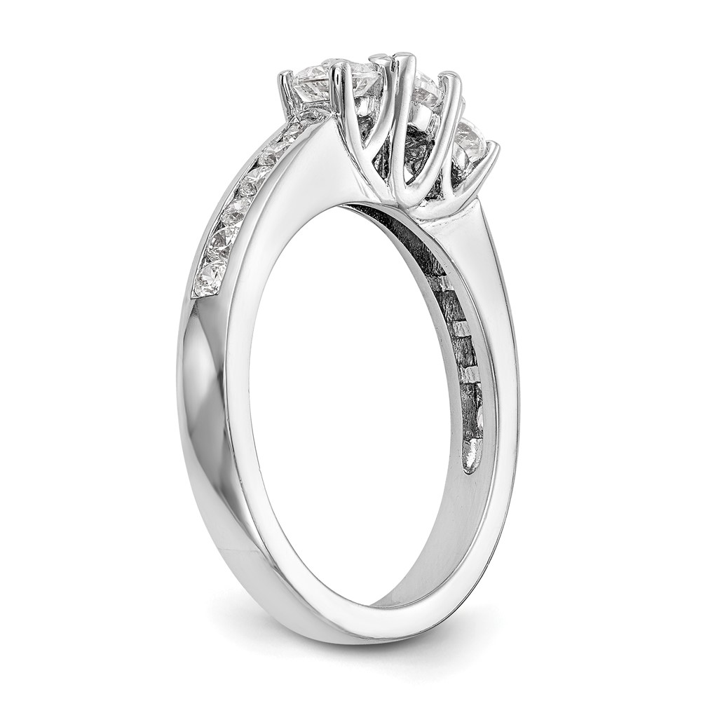 14k White Gold 5/8 carat Lab Grown Diamond VS/SI+ G+ Complete Three Stone Engagement Ring (RM2979E-025-7CWLG)