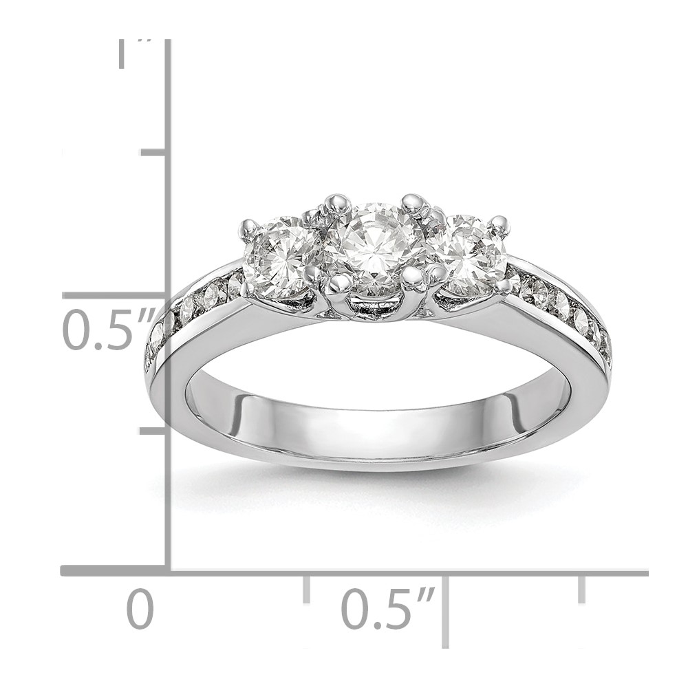 14k White Gold 5/8 carat Lab Grown Diamond VS/SI+ G+ Complete Three Stone Engagement Ring (RM2979E-025-7CWLG)