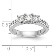 14K White Gold 0.62 Carat Lab Grown Diamond VS SI+ G+ Complete Three Stone Engagement Ring view 4