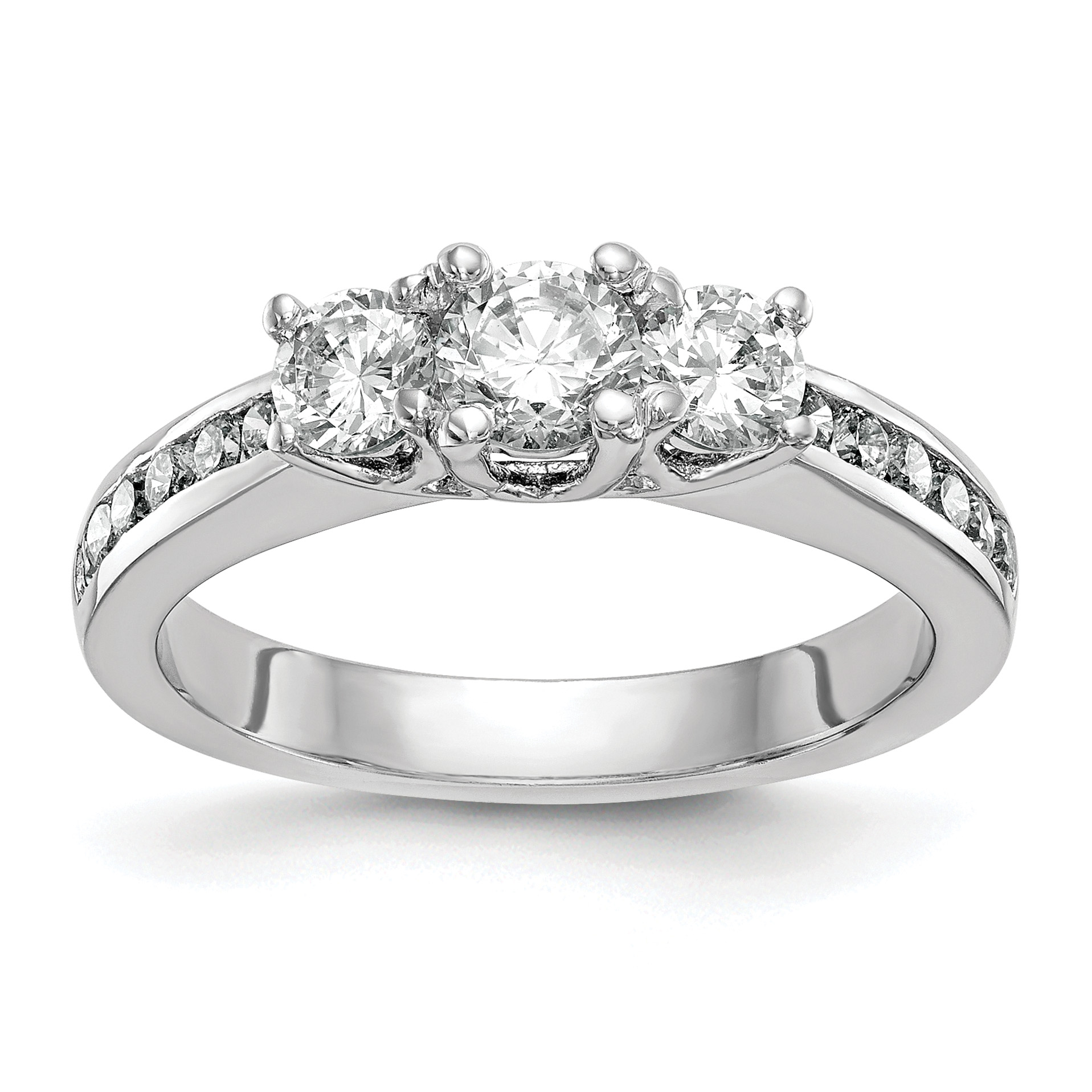 14k White Gold 5/8 carat Lab Grown Diamond VS/SI+ G+ Complete Three Stone Engagement Ring (RM2979E-025-7CWLG)