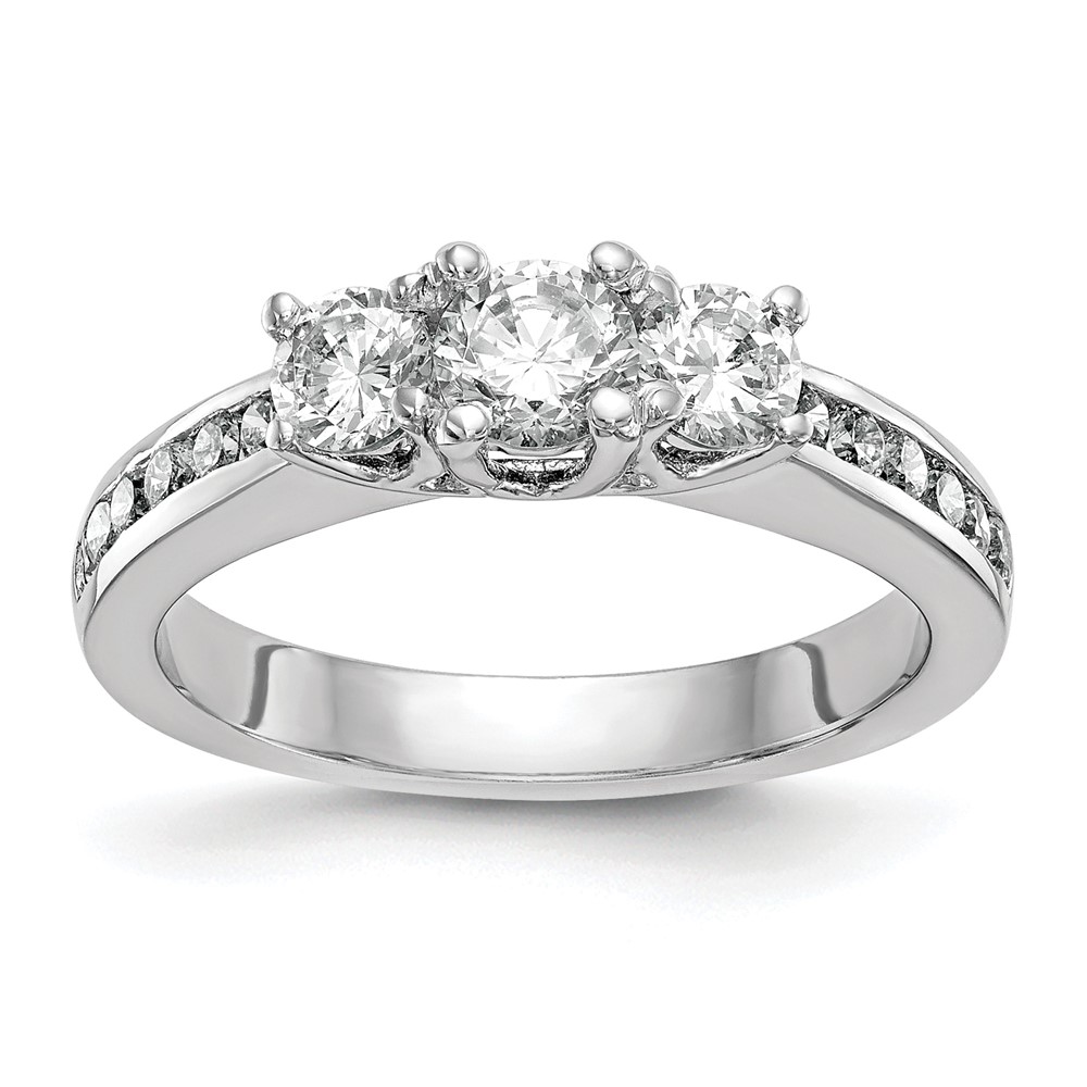 14k White Gold 5/8 carat Lab Grown Diamond VS/SI+ G+ Complete Three Stone Engagement Ring (RM2979E-025-7CWLG)