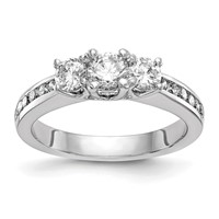 14K White Gold 0.62 Carat Lab Grown Diamond VS SI+ G+ Complete Three Stone Engagement Ring view 1