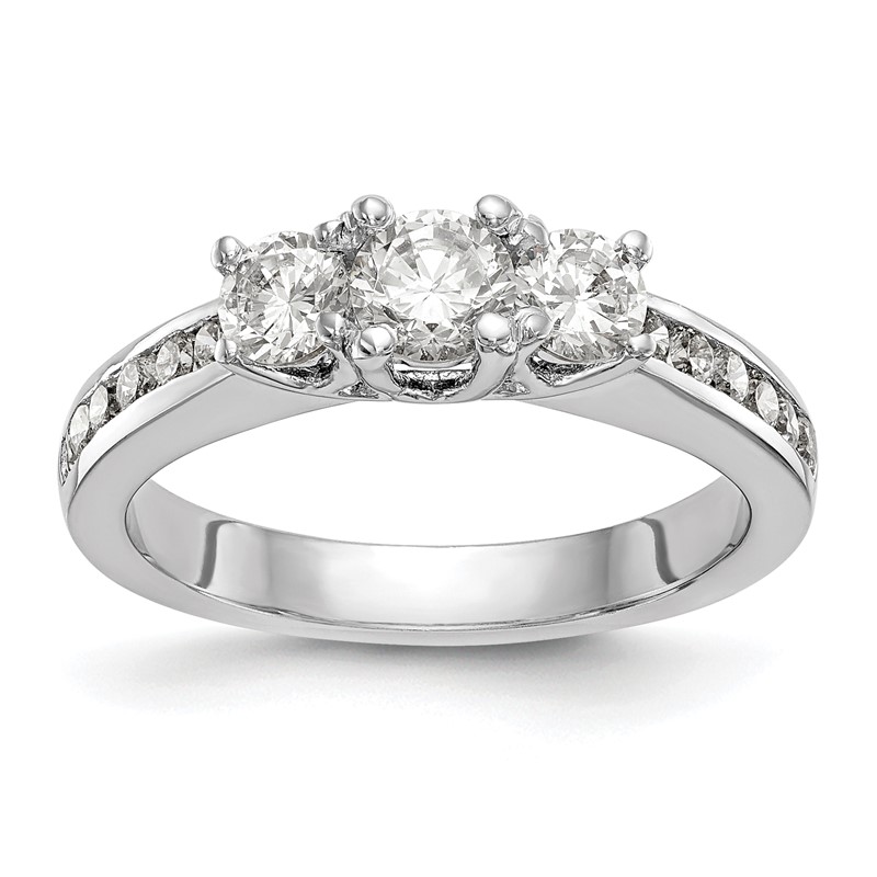 14k White Gold 5/8 carat Lab Grown Diamond VS/SI+ G+ Complete Three Stone Engagement Ring