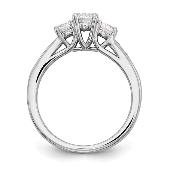 14K White Gold 3-Stone Plus (Holds 3/4 (5.8mm) Round Center and (2-4.8mm) Round Sides) Engagement Ring Mounting