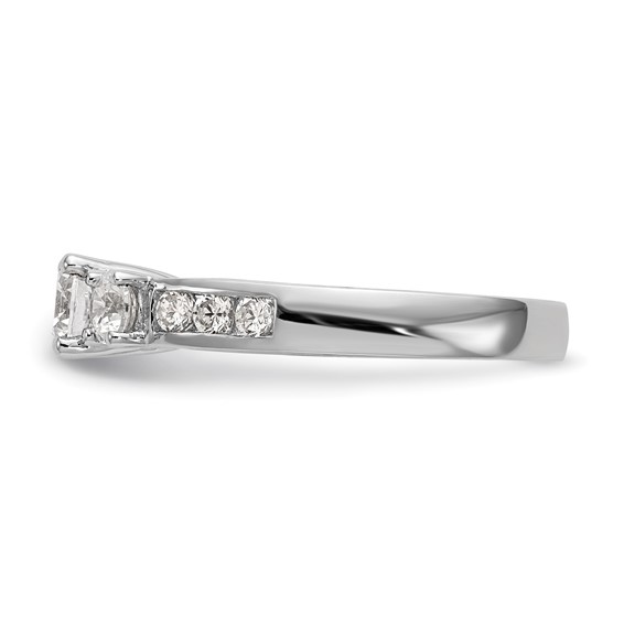 14K White Gold 3-Stone Plus (Holds 3/4 (5.8mm) Round Center and (2-4.8mm) Round Sides) Engagement Ring Mounting